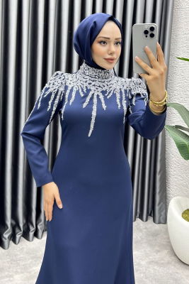Sofia Pul Detaylı Abiye Elbise 6652 Laci - 2