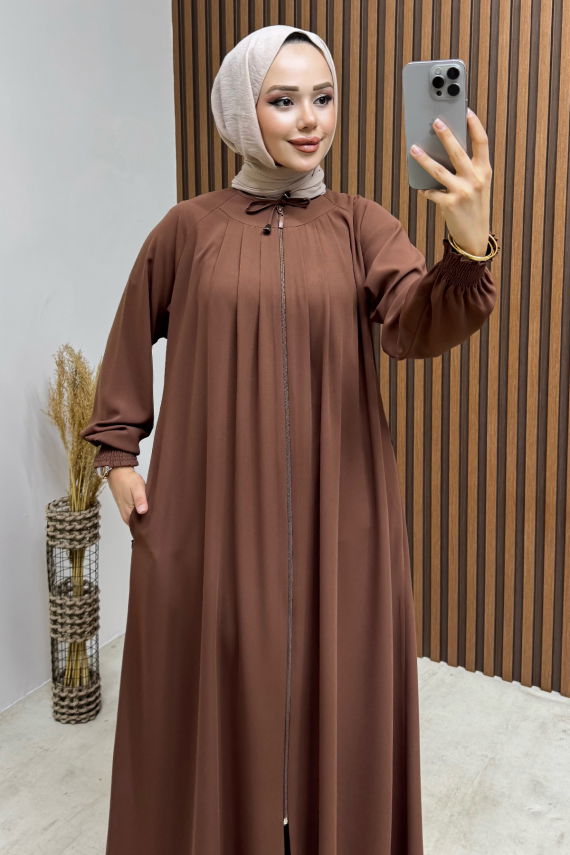 Yakası Bağlamalı Medine Ferace 2047 Kahve - END (1)