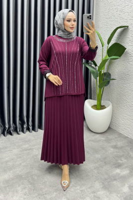 Zümra Etekli Takım 3423 Bordo - 3