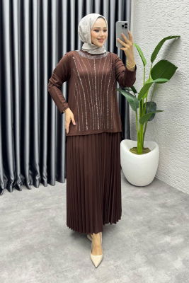 Zümra Etekli Takım 3423 Kahve - 3