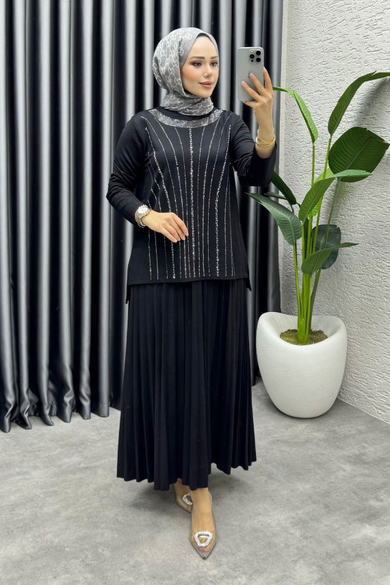 https://cdn.kalemenmoda.com/zumra-etekli-takim-3423-siyah-kombin-kombin-1633-48-O.jpg - Zümra Etekli Takım 3423 Siyah - UZ